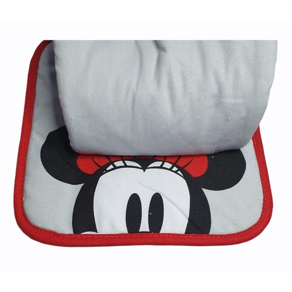 Disney Mickey Minnie Mouse Over Sized Oven Mitt and Pot Holder Gray Red Black - Picture 4 of 5